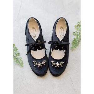 Joyfolie Black Embellished Mary Jane Baby Walker Shoes